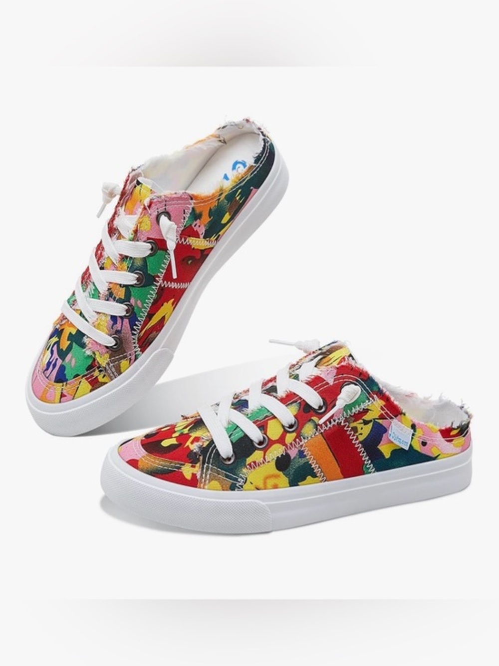 Canvass Colorful Floral Patchwork Slip-On Sneakers